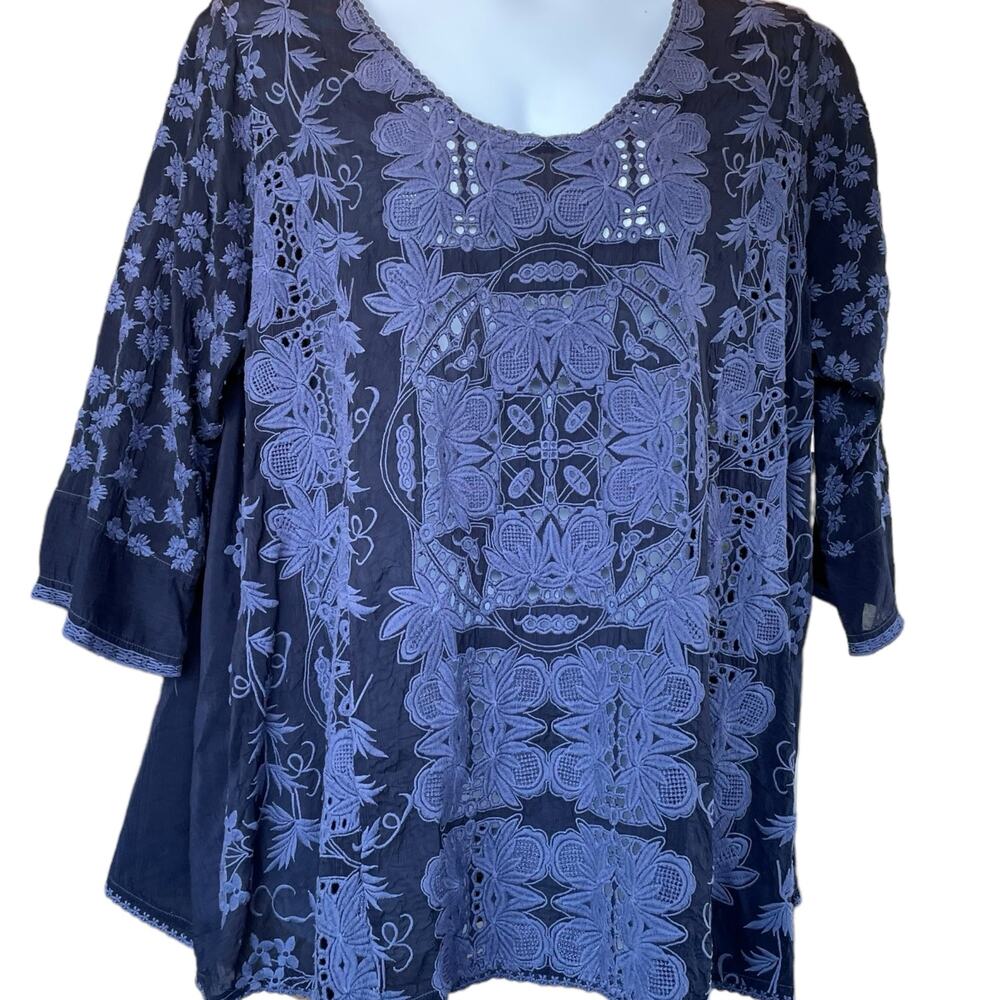 Size XL Gorgeous JOHNNY WAS Christina Georgette Embroidered Blouse
